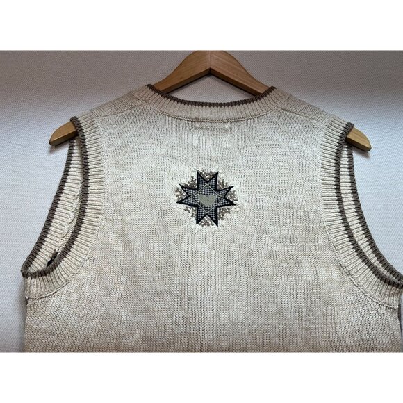 Christopher & Banks Women's Ramie Hand Embroidered Vest Size M Beige Geometric - Picture 10 of 12